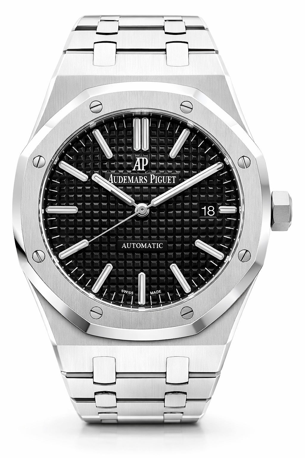 Pre-Owned Audemars Piguet Royal Oak Selfwinding Black Dial on Bracelet (Ref 15400ST.OO.1220ST.01)
