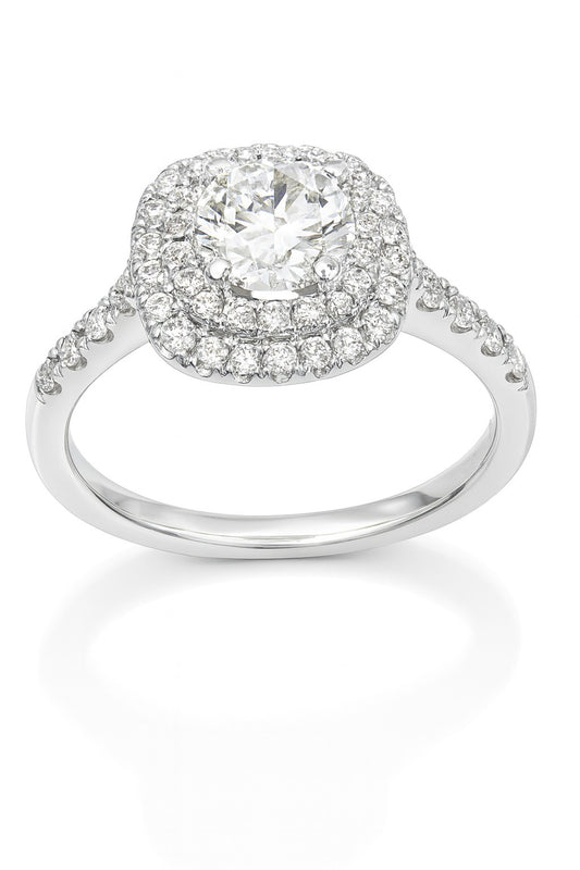 14K White Gold Diamond Engagement Ring, 0.85 ct