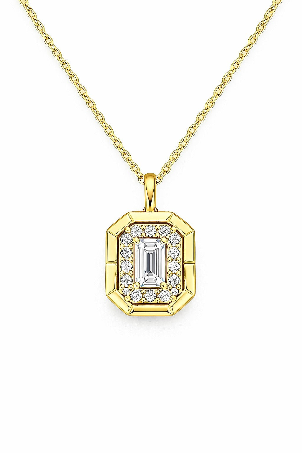 18K Yellow Gold Round Diamond Necklace, 5/8 ct
