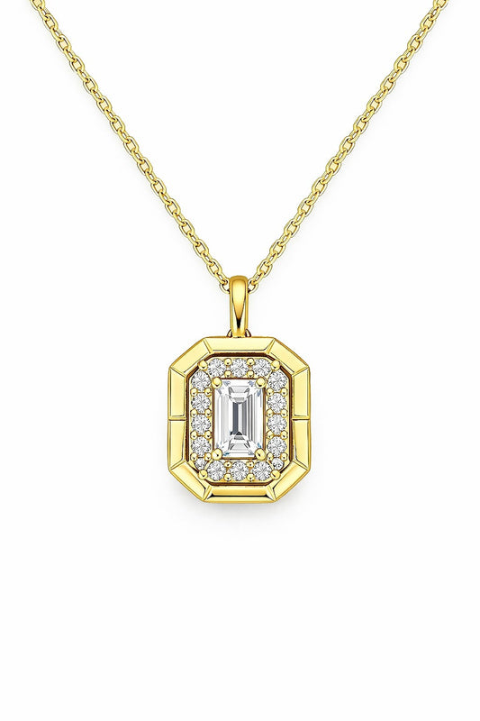 18K Yellow Gold Round Diamond Necklace, 5/8 ct