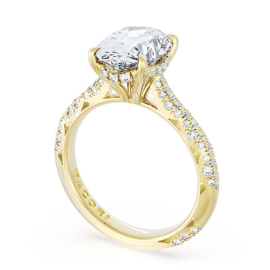 18K Yellow Gold Diamond Semi-Mount for Oval Center by Tacori, 0.48 ct