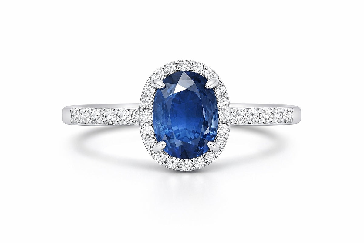 18K White Gold Sapphire and Diamond Ring, 1.63 ct