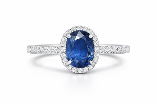 18K White Gold Sapphire and Diamond Ring, 1.63 ct
