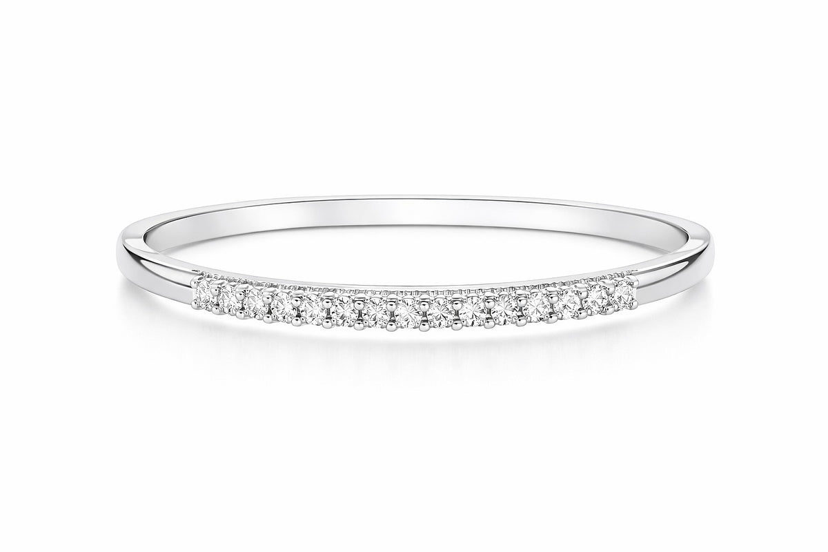 14K White Gold Round Diamond Bangle Bracelet, 1.04 ct