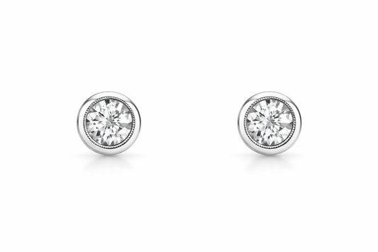 14K Gold Diamond Bezel Stud Earrings, 0.28 ct