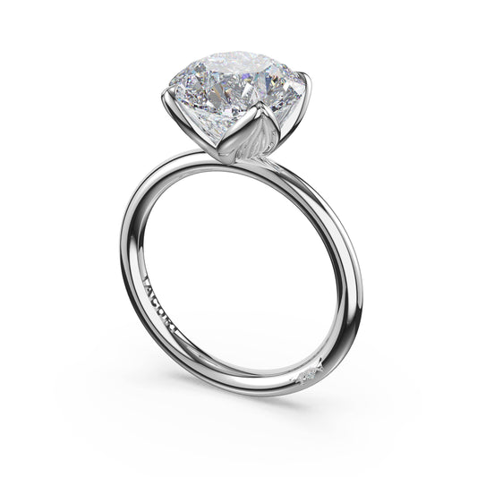 Platinum Round Diamond Semi-Mount Ring, 0.01 ct