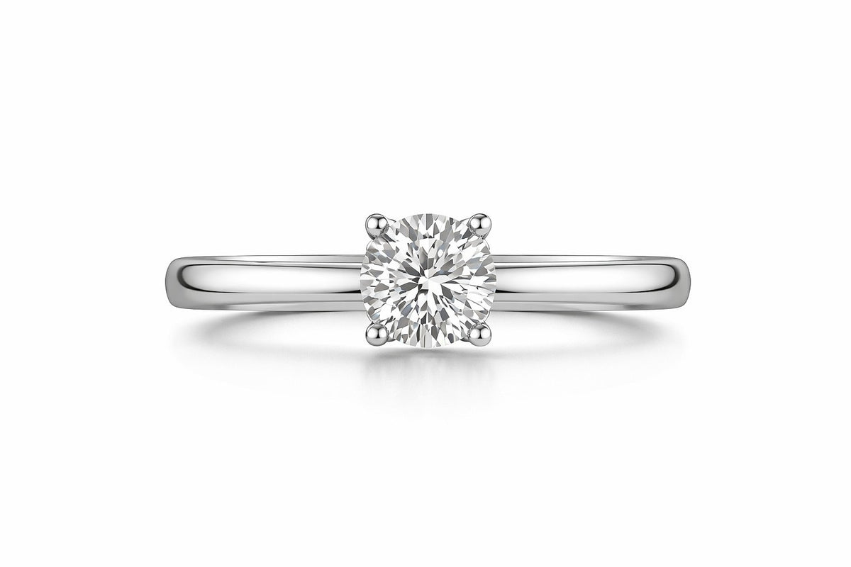 14K White Gold Natural Diamond Solitaire Ring, 0.94 ct