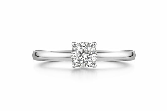 14K White Gold Natural Diamond Solitaire Ring, 0.94 ct