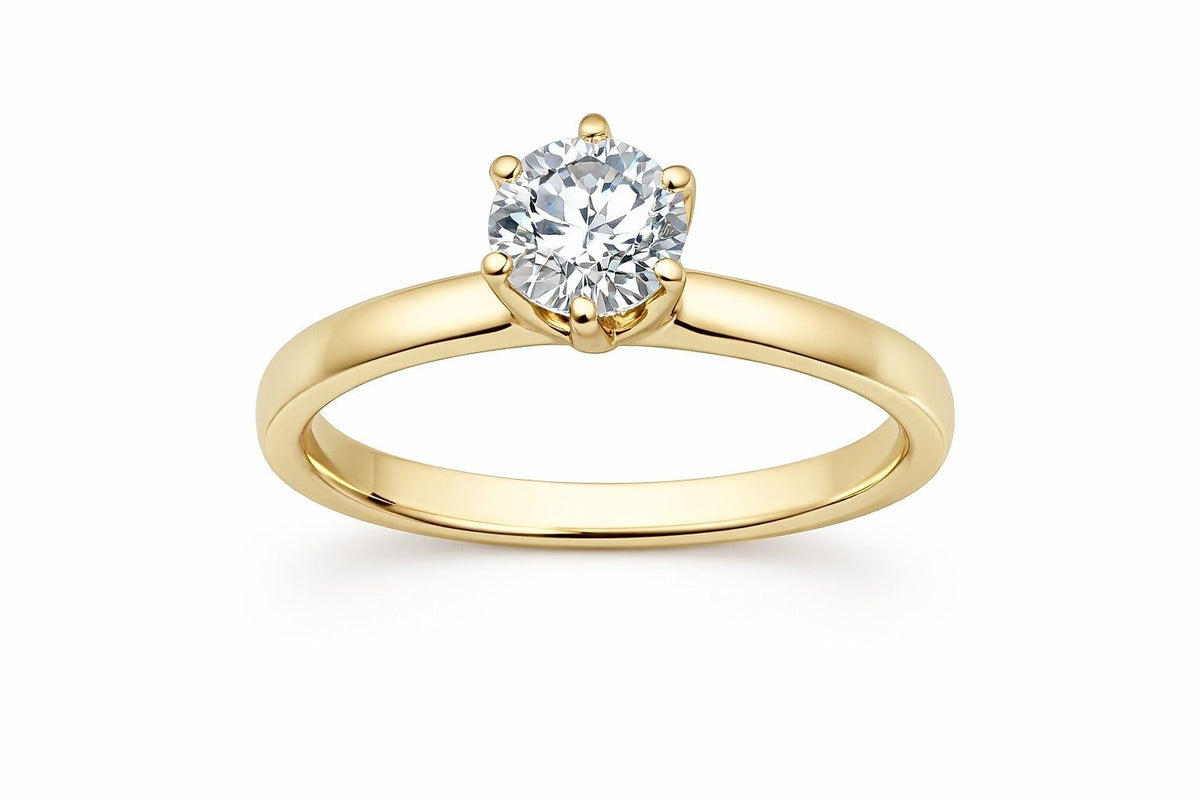 14K Yellow Gold Round Diamond Solitaire Ring, 1.55 ct