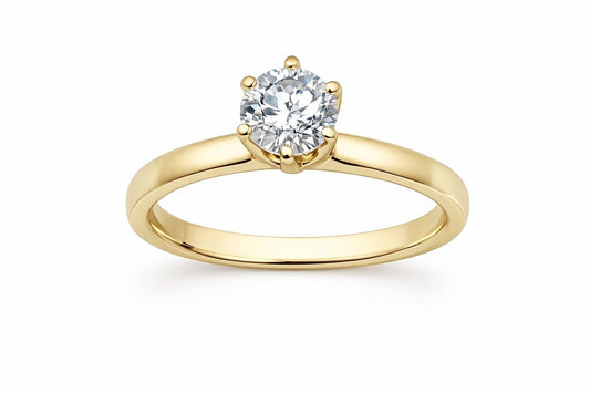 14K Yellow Gold Round Diamond Solitaire Ring, 1.55 ct