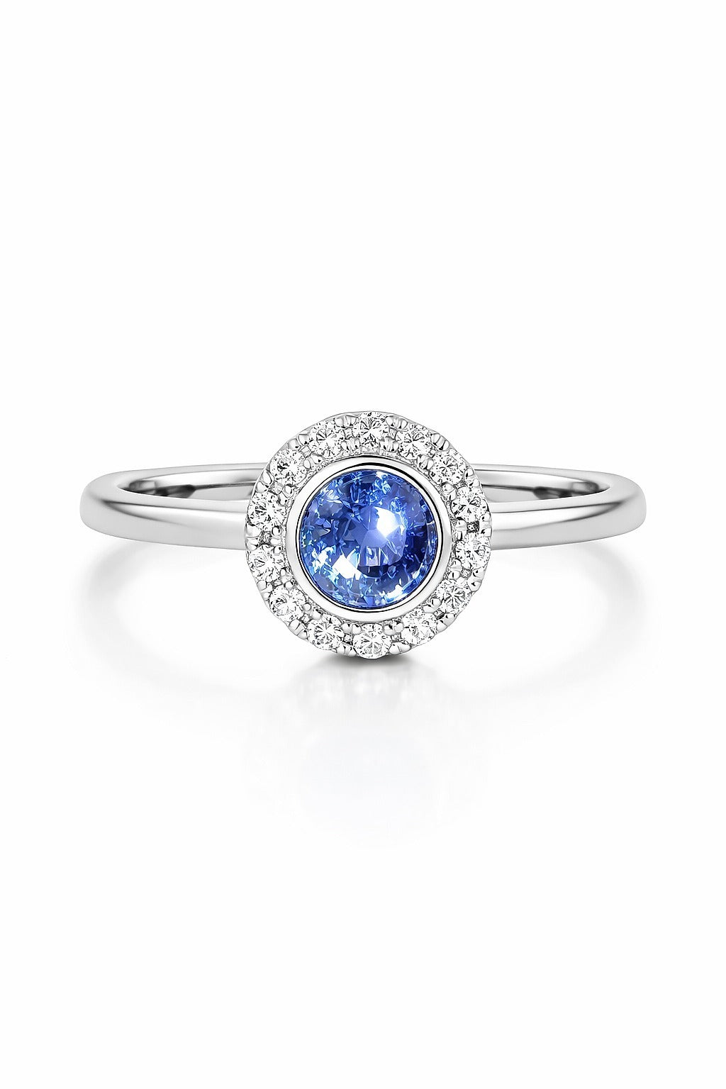 14K White Gold Sapphire and Diamond Ring, 0.53 ct