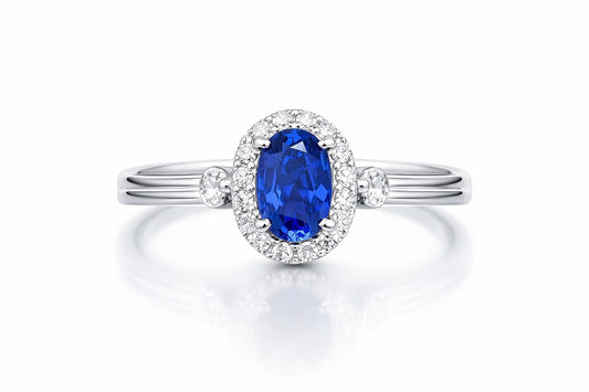 White Gold Sapphire and Diamond Ring, 1.20 ct Sapphire