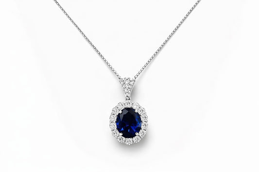 18K White Gold Sapphire and Diamond Pendant, 4.84 ct