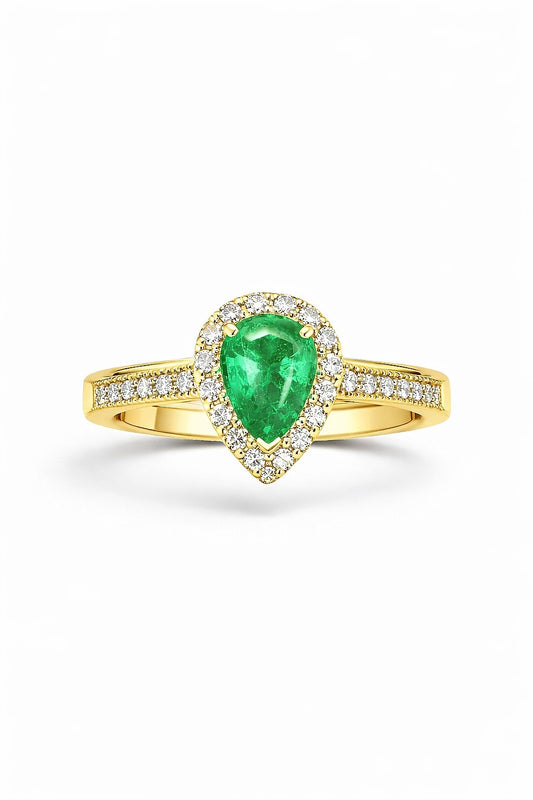 14K Gold Emerald and Diamond Ring