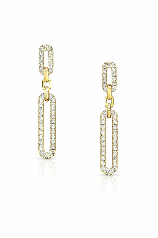 14K Yellow Gold Diamond Link Earrings, 0.86 ct