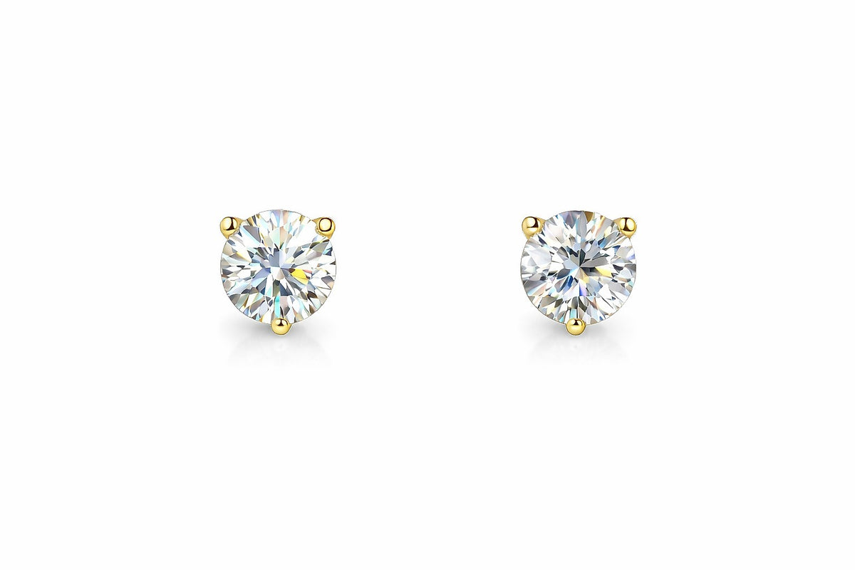 14K Yellow Gold Diamond Stud Earrings, 1.68 ct