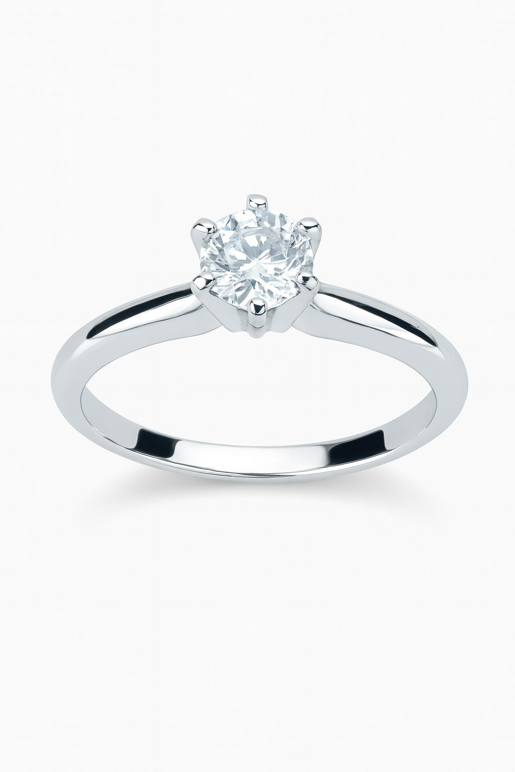 14K White Gold Round Diamond Solitaire Ring, 0.51 ct