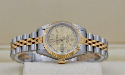Rolex Datejust Champagne Stick Dial With Fluted Bezel Jubilee Bracelet