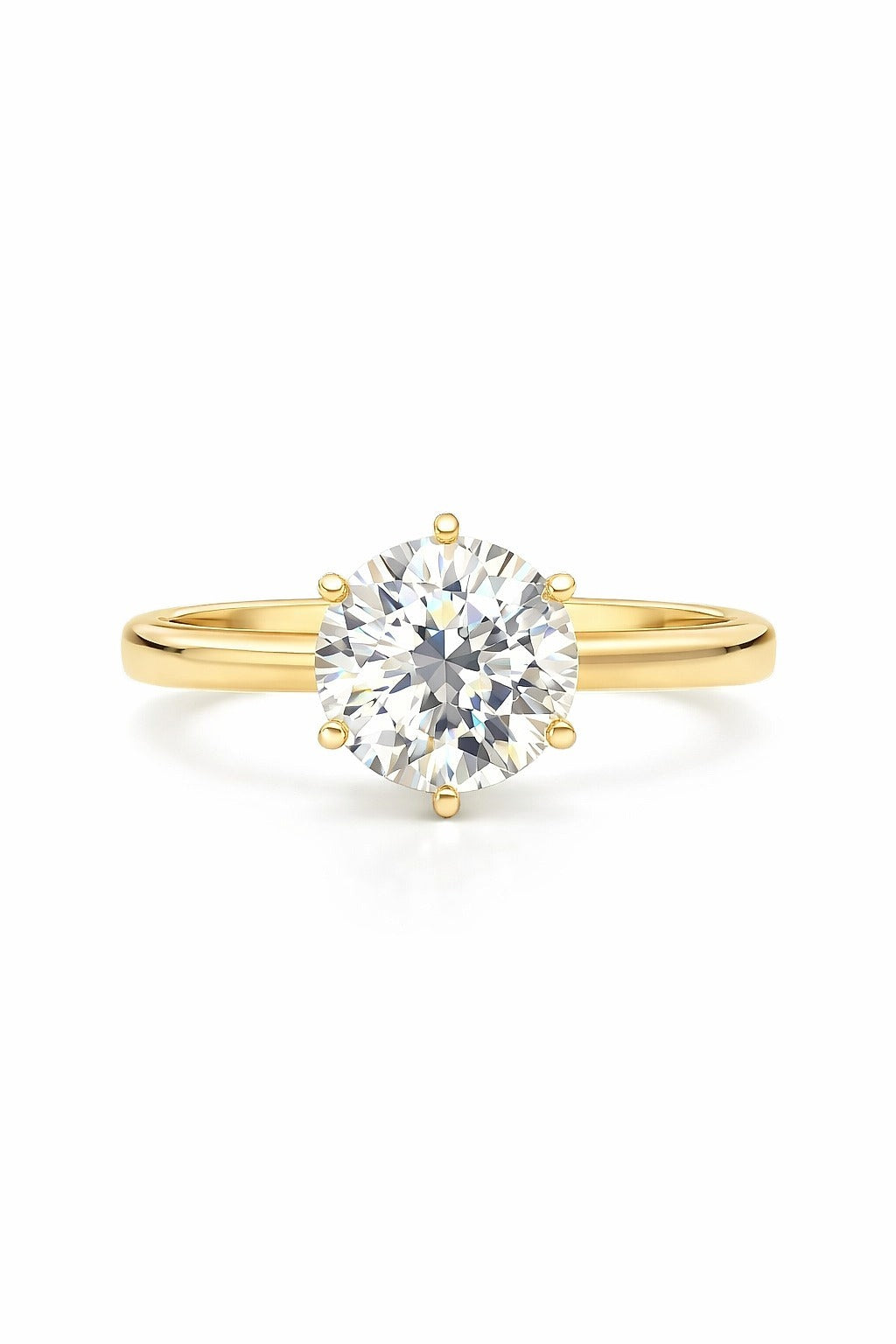 14K Yellow Gold Natural Diamond Solitaire Ring, 2.25 ct