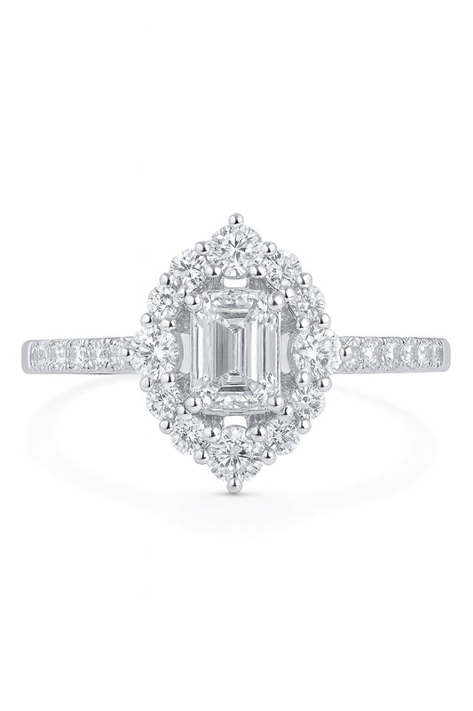 14K White Gold Round Diamond Ring, 0.72 ct