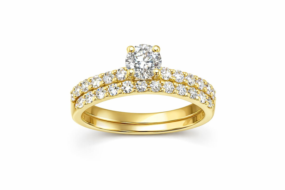18K Yellow Gold Diamond Wedding Set, 2.18 ctw
