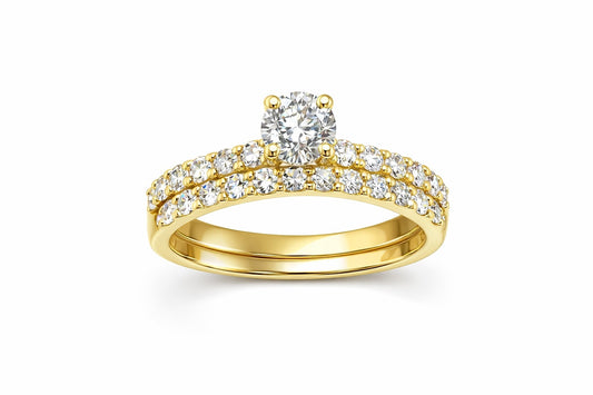 18K Yellow Gold Diamond Wedding Set, 2.18 ctw