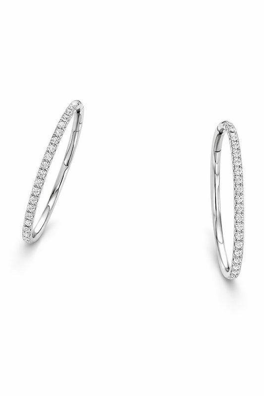 14K White Gold Diamond Hoop Earrings, 0.20 ct