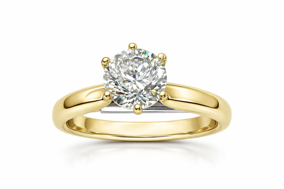 14K Yellow Gold Round Diamond Solitaire Ring, 1.92 ct