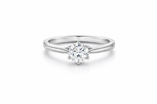 14K White Gold Round Diamond Solitaire Ring, 1.03 ct