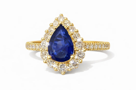 18K Yellow Gold Sapphire and Diamond Ring, 1.41 ct