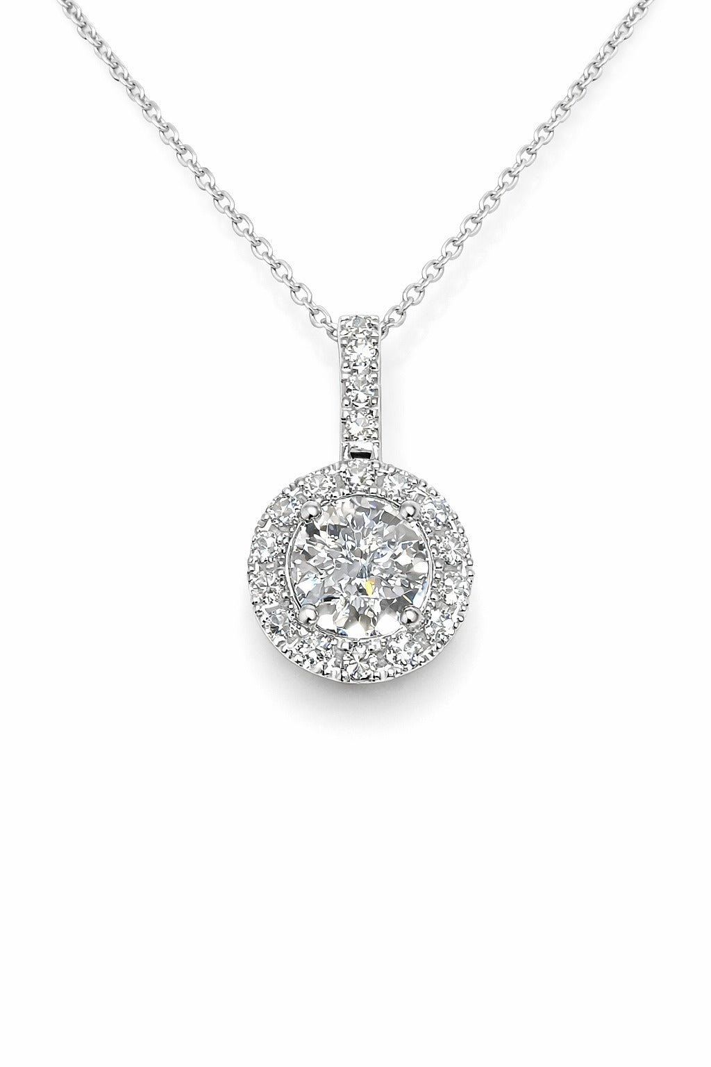 14K White Gold Diamond Pendant, 1.21 ct