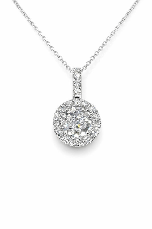 14K White Gold Diamond Pendant, 1.21 ct