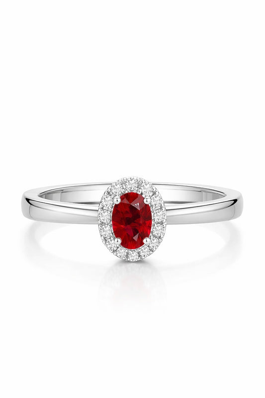 14K White Gold Ruby and Diamond Ring, 0.73 ct