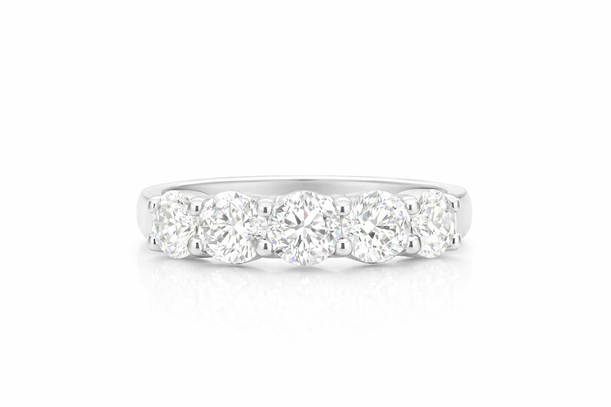 Platinum Diamond Five-Stone Band, 1.51 ctw