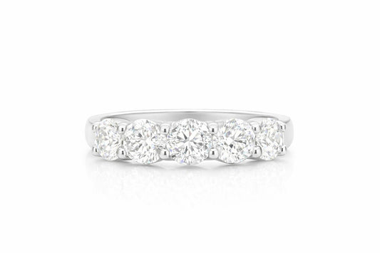Platinum Diamond Five-Stone Band, 1.51 ctw