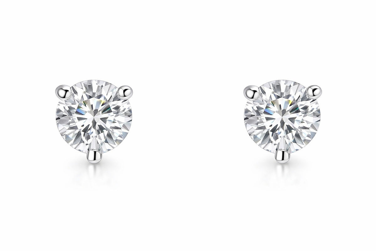 14K White Gold Round Diamond Martini Stud Earrings, 2.01 ct