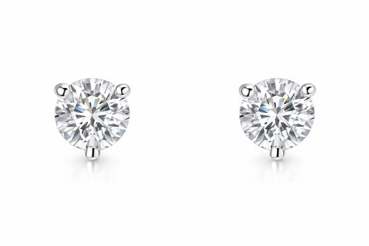 14K White Gold Round Diamond Martini Stud Earrings, 2.01 ct