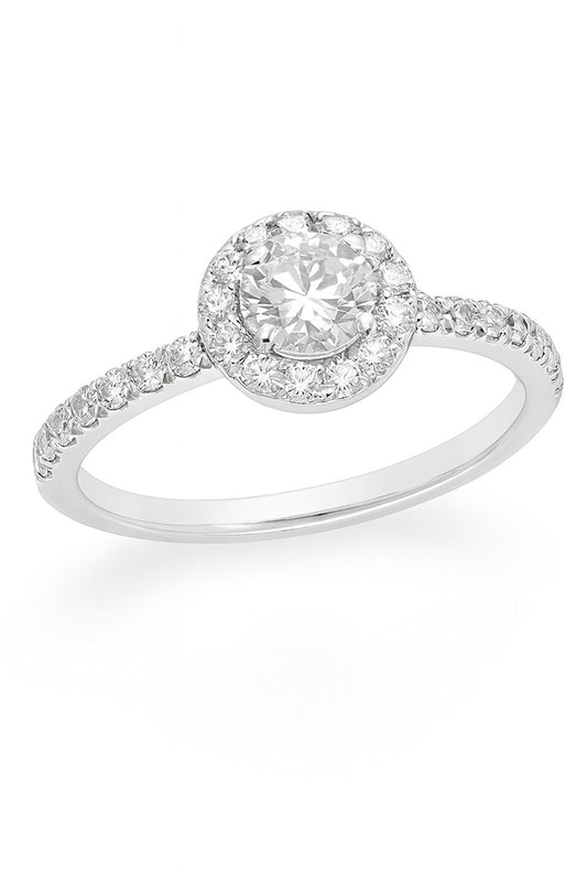 14K White Gold Diamond Engagement Ring, 0.75 ct