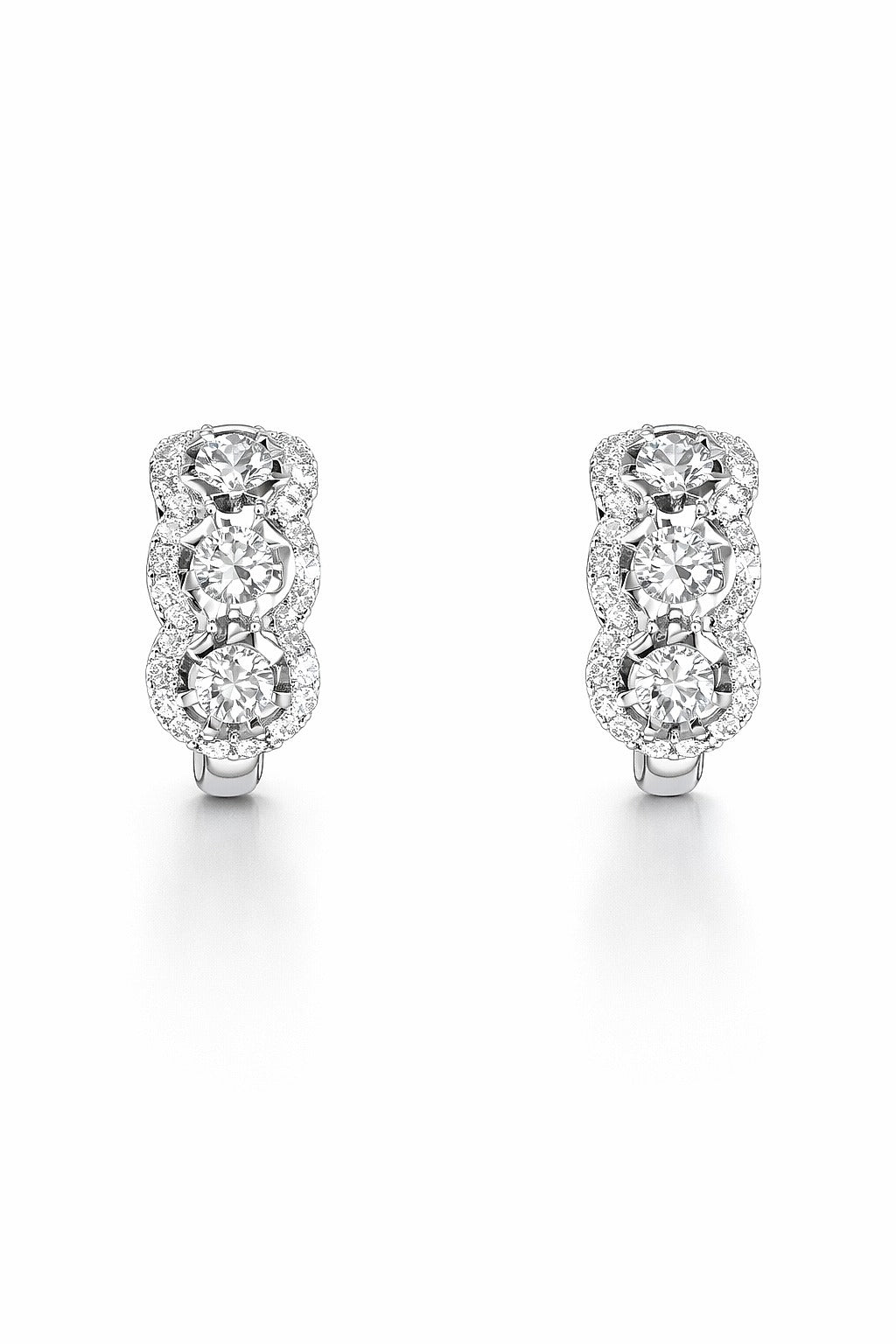 14K White Gold Round Diamond Earrings, 1.63 ctw