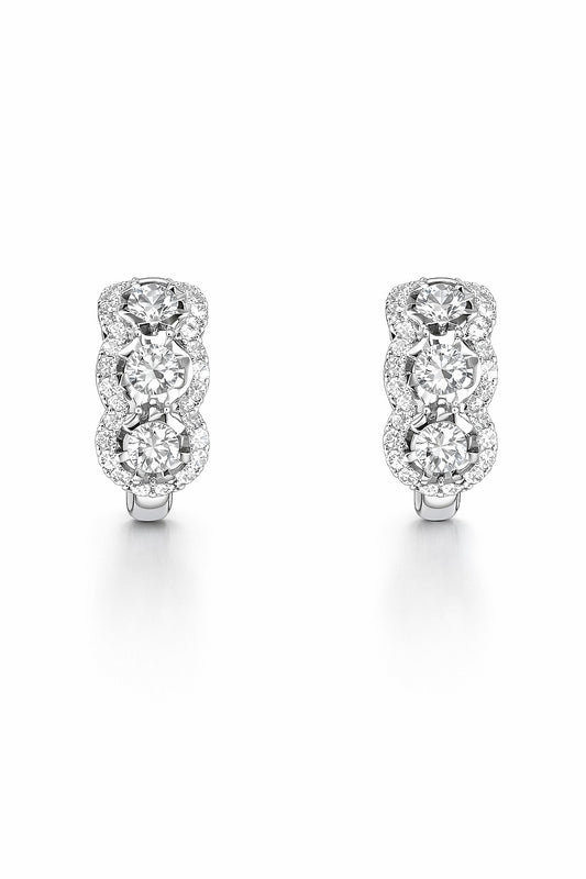 14K White Gold Round Diamond Earrings, 1.63 ctw