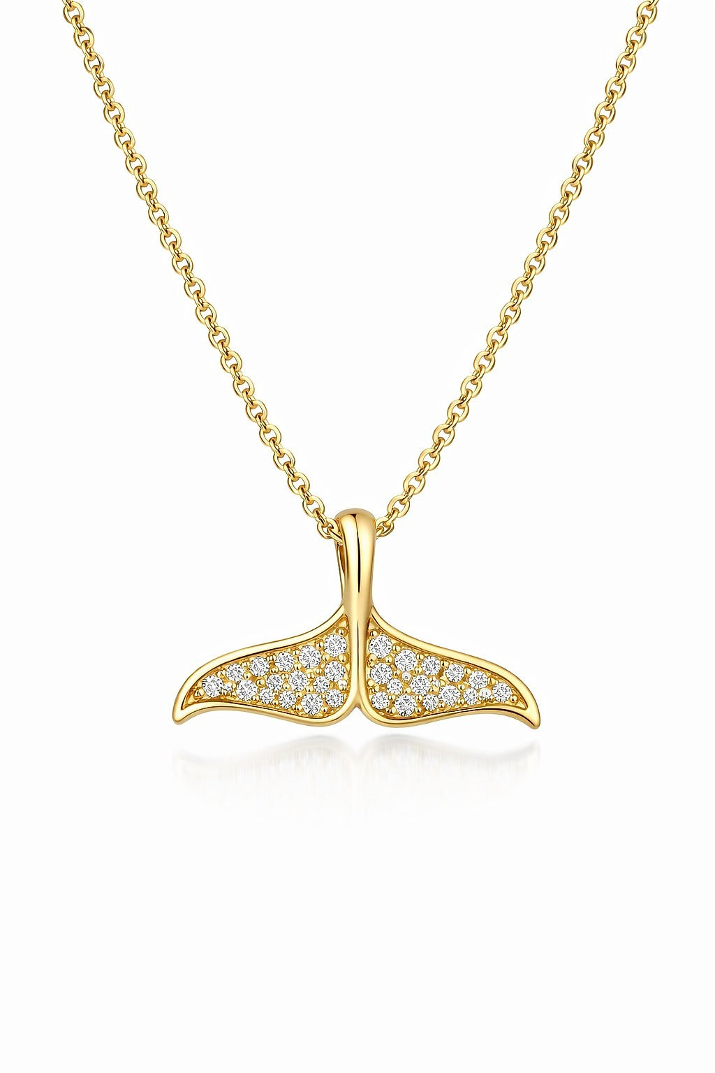 14K Yellow Gold Diamond Whale Tail Pendant, 0.08 ct