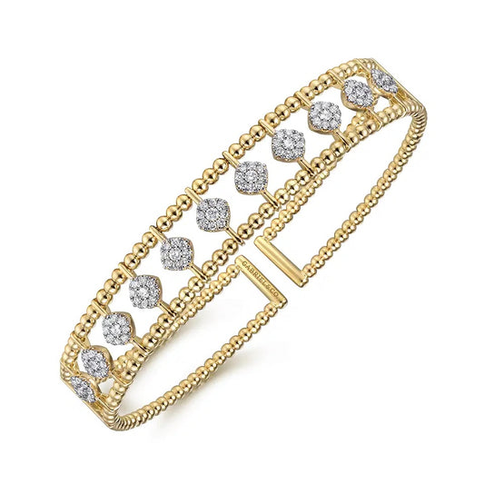 14K Yellow Gold Bujukan Diamond Cuff Bangle Bracelet