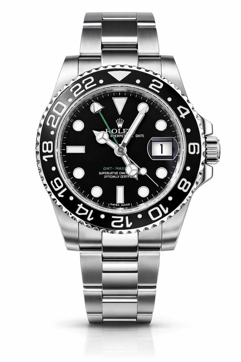Pre-Owned Rolex GMT-Master II Black Face, Stainless Steel. 116710LN Model Number. Any Box Provided Is Aftermarket