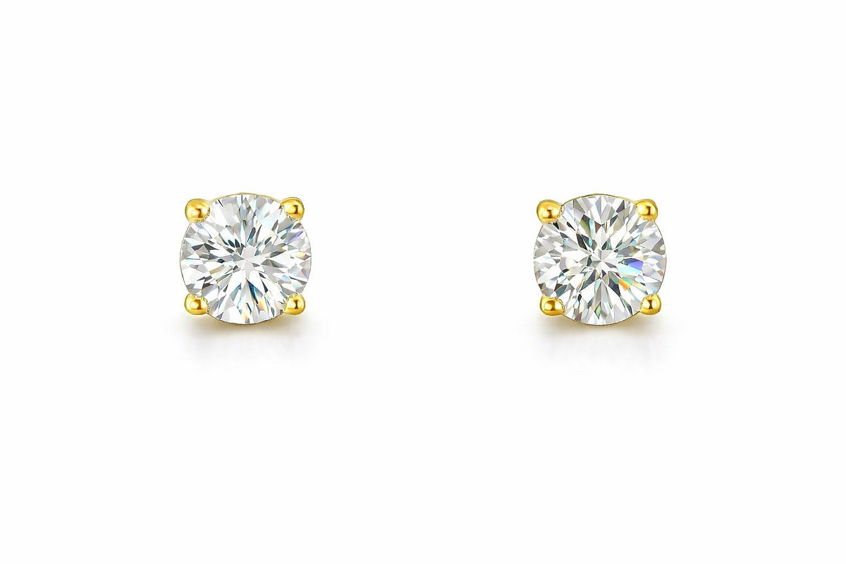 14K Yellow Gold Diamond Stud Earrings, 1.68 ct