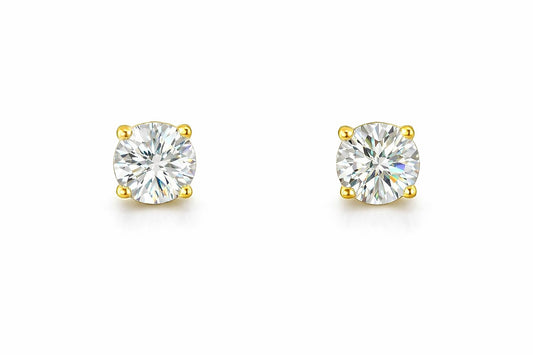 14K Yellow Gold Diamond Stud Earrings, 1.68 ct