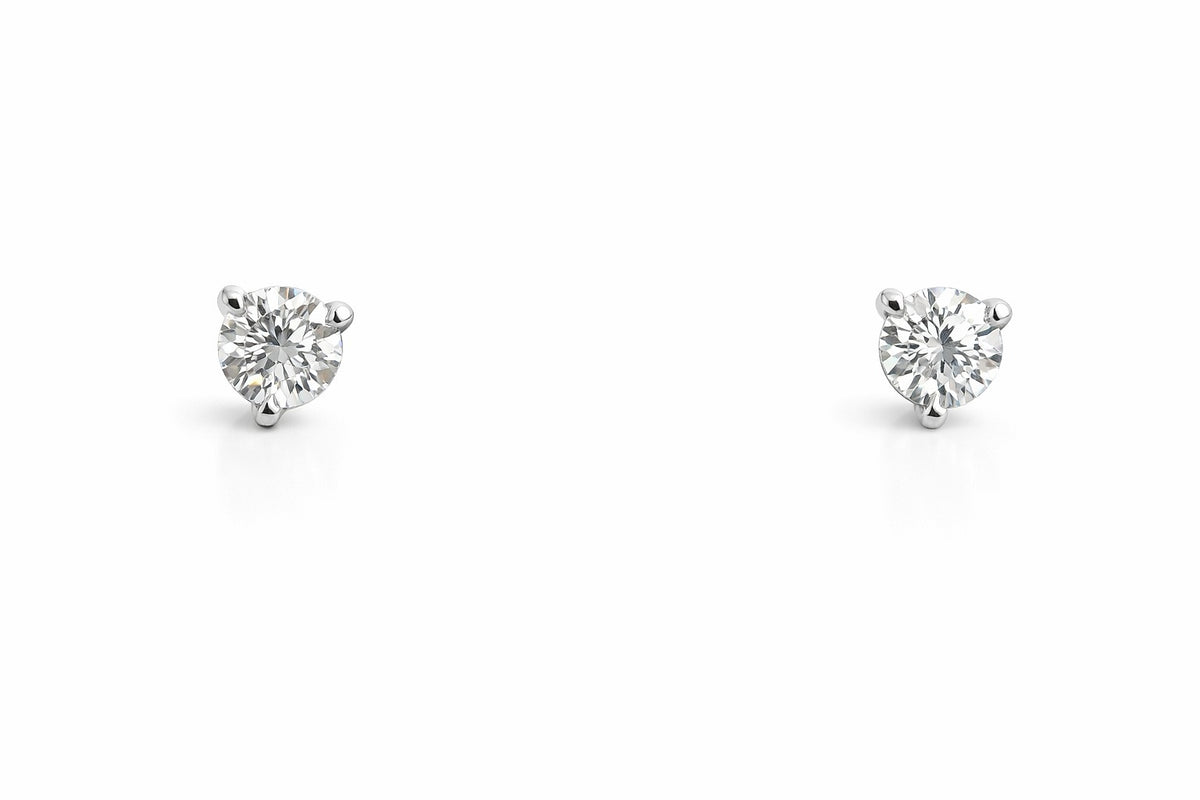 14K White Gold Round Diamond Martini Stud Earrings, 1.42 ct