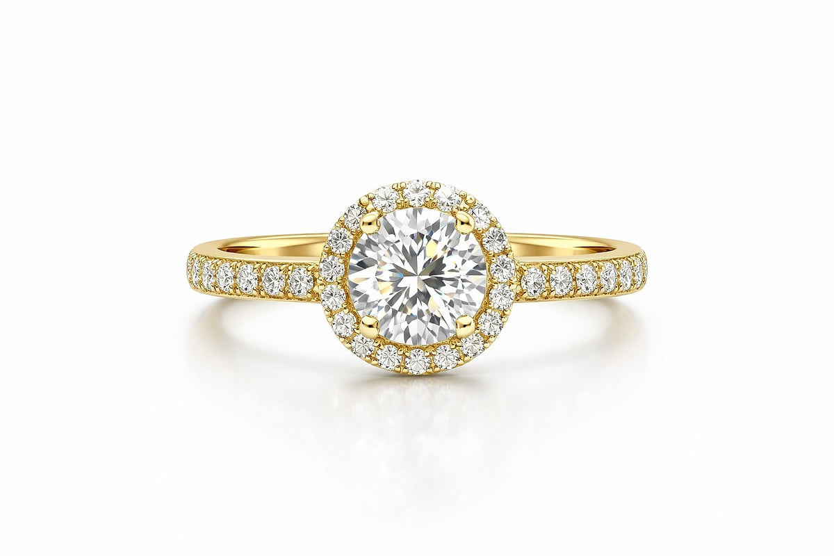 14K Yellow Gold Diamond Engagement Ring, 0.95 ct Center