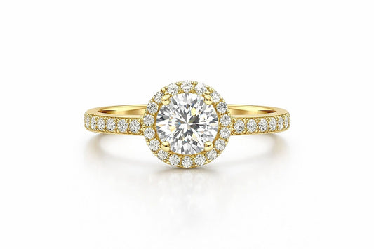 14K Yellow Gold Diamond Engagement Ring, 0.95 ct Center