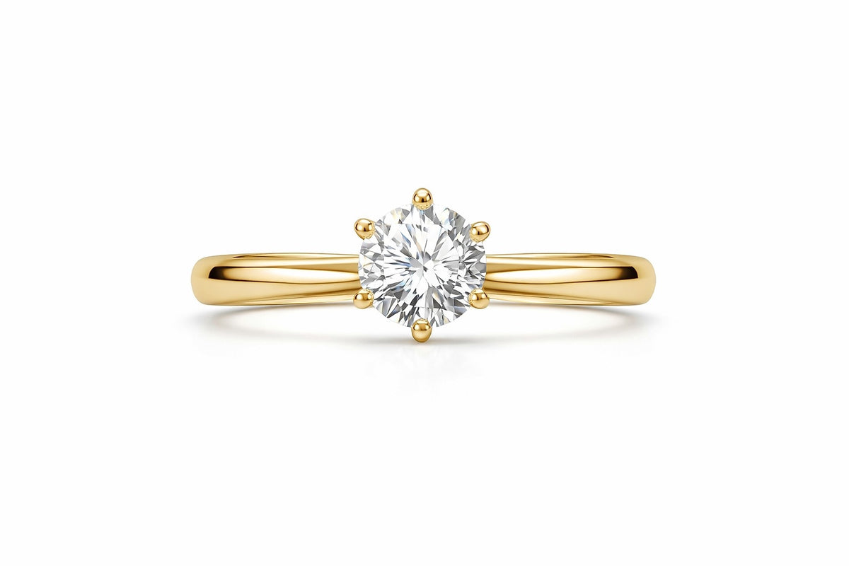 14K Yellow Gold Round Diamond Solitaire Ring, 1.50 ct