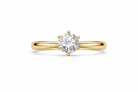 14K Yellow Gold Round Diamond Solitaire Ring, 1.50 ct